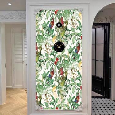 Imagem de mwpqbd Papel de parede de planta verde descasque e cole fundo floral mural parede quarto sala de estar papel de parede PVC 45 x 599 cm (verde)