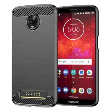Imagem de Vavies Capa para Moto Z3 Play, capa para Motorola Z3, para Moto Z3 Force XT1929 capa de fibra de carbono fina TPU capa protetora de absorção de choque à prova de choque capa de telefone para Motorola