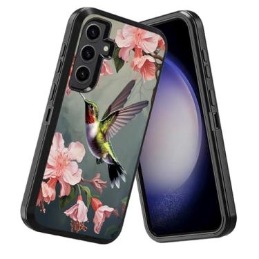 Imagem de DEHJYYIJUY Capa para Samsung Galaxy S24 FE, à prova de choque à prova de poeira/queda, 3 camadas, resistente, capa protetora robusta para Samsung Galaxy S24 FE 5G (2024), flores de beija-flor