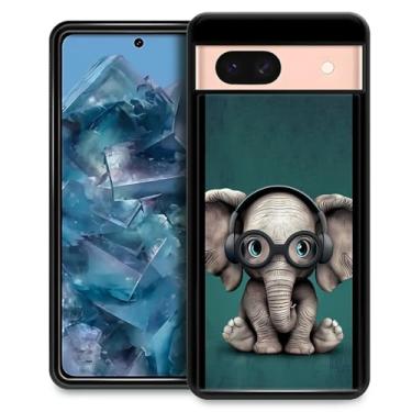 Imagem de Goodsprout Capa compatível com Google Pixel 8a, com fones de ouvido fofo pequeno elefante incrível design à prova de choque anti-arranhões capa traseira rígida PC para Google Pixel 8a