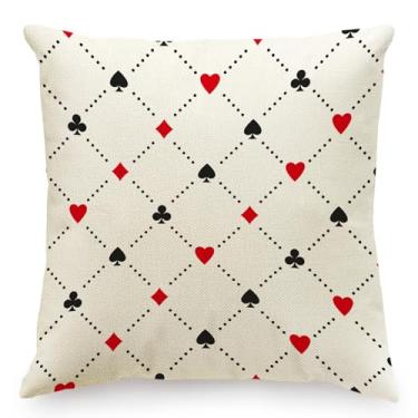 Imagem de RLCMO Capa de almofada listrada de pôquer 45,7 x 45,7 cm de linho para sofá decoração de quarto decoração de casa capa de almofada de carro (branca)