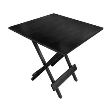 Imagem de Kit 2x Mesa Dobrável 70x70cm em Madeira Maciça para Restaurantes e Lanchonetes Preto