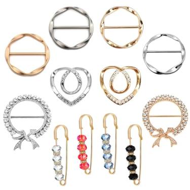 Imagem de Anel de cachecol clipe de metal círculo fivela moda broche de cristal broche suéter clipe de xale para mulheres meninas roupas , Liga de aço, Cristal