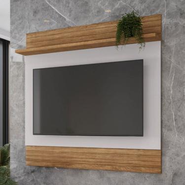 Imagem de Painel para TV para TV Até 55 Polegadas Guarujá 1 Prateleira Cinamomo/Off White - Móveis Bechara