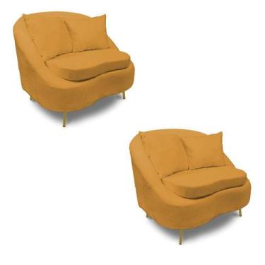 Imagem de Poltrona Decorativa Orgânica Pé Ferro Dou Kit 2 Zaya Bouclê Most C05 -