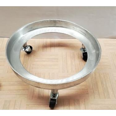 Imagem de Suporte Base Circular para Botijão de Gás e Vasos de Plantas em Alumínio Fundido Rústico Resistente 3 Rodas (unidade) - Ultra resistente