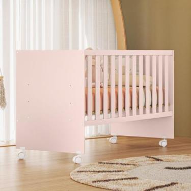 Imagem de Berço Doce Sonho com Rodízio Rosa Acetinado - Qmovi, Rosa
