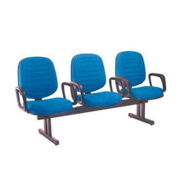 Imagem de Cadeira para Igrejas Evangélicas em Longarina com 03 lugares Linha Blenda Azul