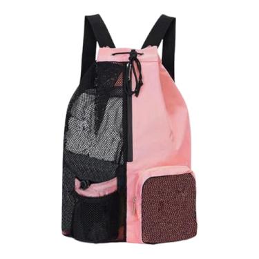 Imagem de rockible Mochila mochila mochila saco de fitness homens homens portátil dobramento nylon tira de ombro ajustável respirável com bolso molhado, Rosa