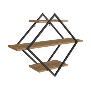 Imagem de Prateleira Decorativa Diamante Preto Mel P1018 Placa e Ponto