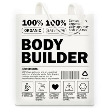 Imagem de RNYJJ Prendas engraçadas de anúncio de gravidez, bolsa para treino, fitness, mãe, fisiculturista, lona, presente de dia das mães, presente para novas mães, Colorido., Medium