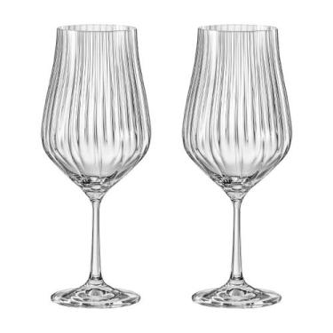 Imagem de Taça de Cristal Bohemia Para Vinho 550 ml Tulipa Optic 2 Peças - Bohem