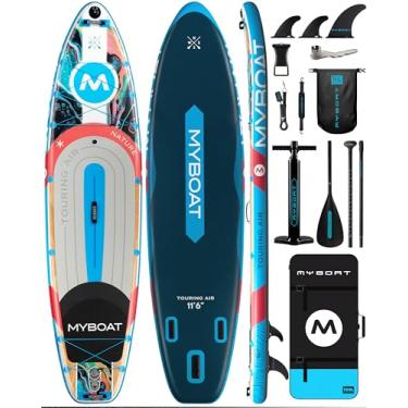 Imagem de myboat Prancha Inflável Para Stand Up Paddle De 11'6" X 35", Capacidade 450 Lb, Estável Premium 2 Pessoas, Iniciantes, Família, Com Acessórios Sup, Bomba Dupla, 3 Nadadeiras Removíveis, Bolsa Portát