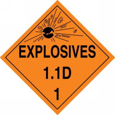 Imagem de Accuform MPL14VS10 Adesivo Vinil Hazard Classe 1/Divisão 1D DOT Placard, Legend "Explosives 1.1D 2.5 cm com gráfico, 26 cm de largura x 26 cm de comprimento, preto em laranja (pacote com 10)