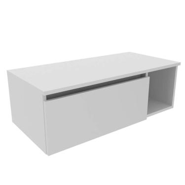 Imagem de Balcão Gabinete Suspenso Armário Sem Cuba 80cm 1 Porta 1 Nicho Lateral para Banheiro Branco