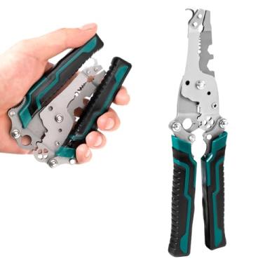 Imagem de Descascador de fios dobrável 18 em 1, alicate de descascamento de fios multifuncional dobrável, crimpador, ferramenta de corte de cabos para eletricistas, construção doméstica, artesanato faça você