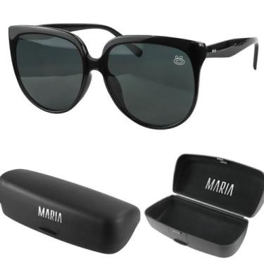 Imagem de oculos sol proteção uv social praia vintage + case preto luxo delicado