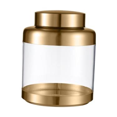 Imagem de WeiLaiKeQi Lata de chá de jarra de armazenamento hermético para um chá de solto selado, lata de armazenamento de alimentos para biscoito de café com açúcar grãos, Ouro