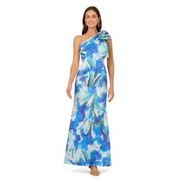 Imagem de Adrianna Papell Vestido feminino com estampa floral, Azul multi, 38