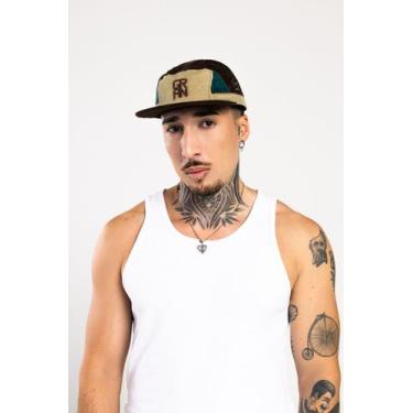 Imagem de Boné five panel aba reta cotelê marrom begê verde gran gran guerrero