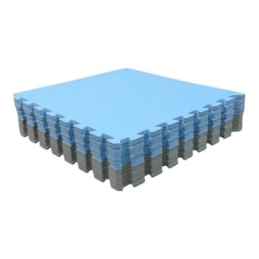 Imagem de Kit 10 Tapete Tatame EVA Azul claro e Cinza claro 50x50x1cm 10mm