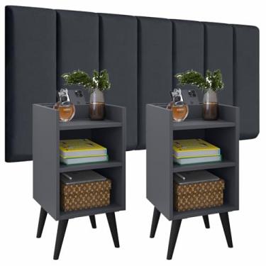 Imagem de Conjunto Cabeceira Cama Casal 1,40 Modulada Com Criado Quarto MAX - Cinza