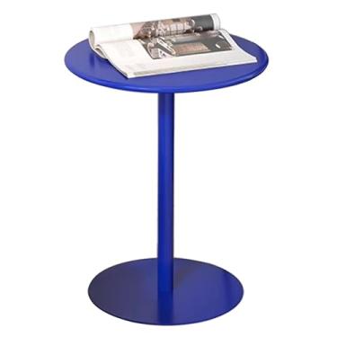 Imagem de Mesa de bar de metal azul, mesa de coquetel pequena, balcão redondo, mesa de pub, cozinha, mesa alta de café com base estável para sala de jantar, sala de estar