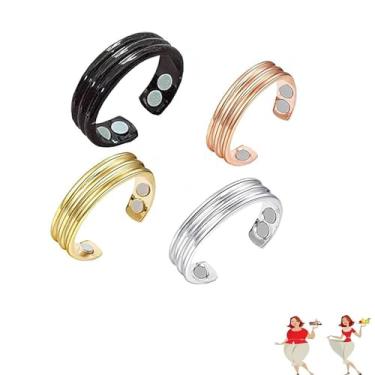 Imagem de tanguan Auvulis Anel de enxaqueca, aço inoxidável, ajustável, vitalidade linfática, anel magnético para mulheres e homens, anel antironco, joia para alívio da enxaqueca, Aço inoxidável, Sem pedra