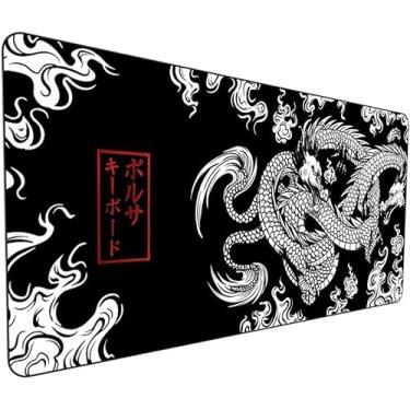 Imagem de Mouse Pad Gamer Extra Grande 90x40cm – Deskpad Speed Antiderrapante com Estampa Dragão Oriental | Superfície Rápida e Borda Costurada