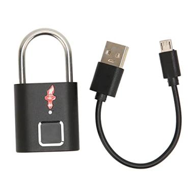 Imagem de Cadeado de impressão digital para bagagem, bloqueio biométrico TSA com USB recarregável, suporte de 10 impressões digitais, aço inoxidável durável, para viagens, academia, escola, escritório