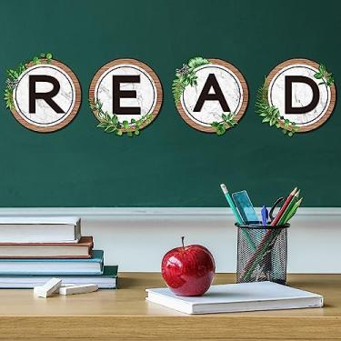 Imagem de Pasimy 4 peças de pôsteres de leitura de casa de fazenda eucalipto sala de aula decorações de leitura quadro de avisos cartaz verde leitura canto decoração banner para pré-escola primária sala de aula