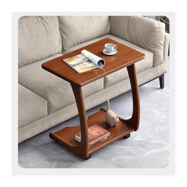 Imagem de Mesa lateral moderna pequena mesa de centro sofá mesa de chá, mesa lateral móvel de madeira, mini mesa lateral simples, sala de estar em casa, quarto, sofá com rodas, mesa de computador, para sala de