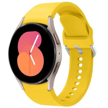 Imagem de KIMAIXA Pulseira para Galaxy Watch 5 de 40 mm e 44 mm/Galaxy Watch 5 Pro de 45 mm/Galaxy Watch 4 40 mm e 44 mm/Galaxy Watch 4 Classic Band 42 mm 46 mm, pulseira esportiva de silicone de 20 mm, amarela