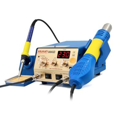 Imagem de Estação de Retrabalho Ferro Solda 2 em 1 Soprador Ar Quente 220v Yaxun YX-886D SMD