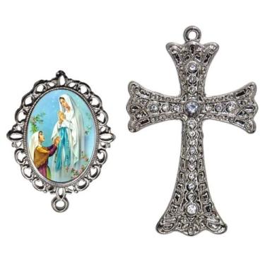 Imagem de Crucifixo Para Terço de Noiva Relicario Nossa Senhora de Lourdes Peças