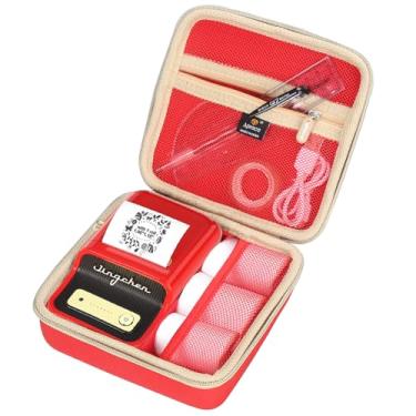 Imagem de Aproca Capa de armazenamento rígido portátil vermelha, para NIIMBOT B21 sem tinta, impressora de etiquetas portátil e fitas de etiquetas