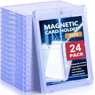 Imagem de Porta-cartão magnético de 35 pontos para cartões de troca, capa protetora de cartão de beisebol, carregador magnético com proteção UV, acrílico com parafusos, adequado para TCG, MTG, futebol, cartões esportivos