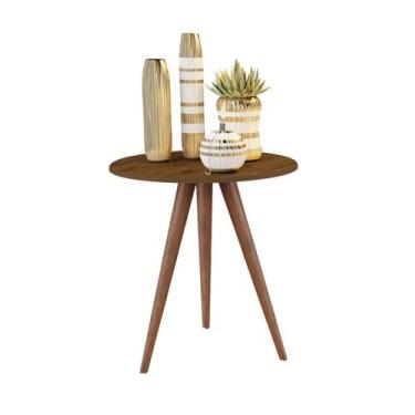 Imagem de Mesa Tati Pé palito Mesinha Lateral Canto Tampo 52cm Madeirado Rústico