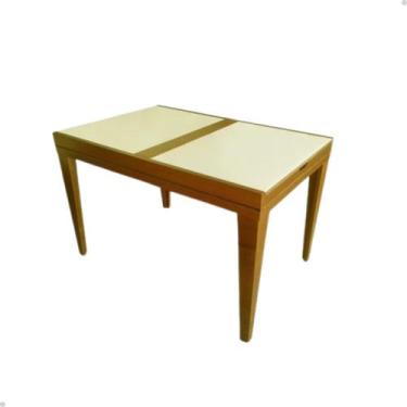 Imagem de Mesa De Jantar Extensível 1.20 a 1.80 Com Vidro Pés Madeira Gênova - D