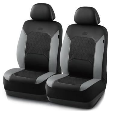 Imagem de Skechers Capas de assento de gel, capas de assento de carro refrescantes, capas de assento dianteiro de couro, compatível com airbag, conforto automotivo universal adequado para SUVs, vans, sedans