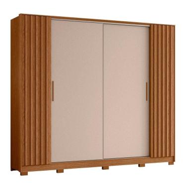 Imagem de Guarda Roupa Jacarandá Ripado Com Portas De Correr Albatroz Jatobá/fendi Metallic