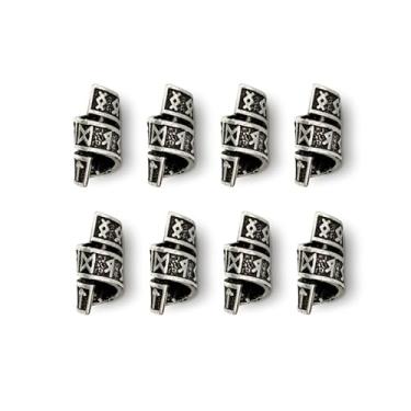 Imagem de Conjunto de bobinas de contas de barba runa Viking (pacote com 4) - Anéis nórdicos para cabelo, pavores e barbas, Zinco