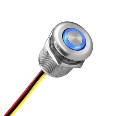 Imagem de Interruptor de regulação de intensidade de luz de barco de 12 volts PWM montagem embutida botão de pressão inoxidável 19 mm furo de perfuração DC12V 6A