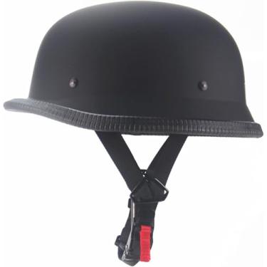 Imagem de URFGNBK Capacete De Motocicleta Estilo Alemão, Meia Caveira, Adulto, Masculino, Feminino, Casco, Aprovado Pela Dot, Rosto Retrô Para Cruiser, Scooter, Chopper (1 Preto Fosco, Grande)