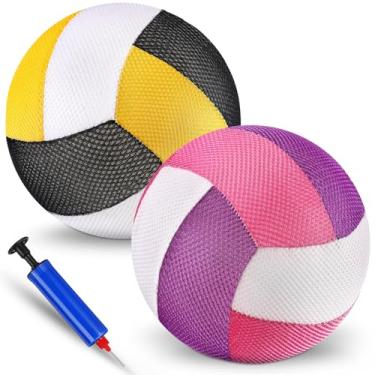 Imagem de Threan 2 peças de 21 cm à prova d'água piscina vôlei colorido aderência segura água vôlei praia brinquedo piscina esportes treinamento bola jogo exterior e interior para adolescentes adultos (preto