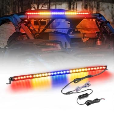 Imagem de ACEC SHOP Barra de luz Chase de 76 cm com luz de perseguição de LED traseira com freio estroboscópico, luz de seta reversa, luz de perseguição UTV para Polaris RZR ATV Off Road Can-Am 4x4 - Vermelho âmbar azul
