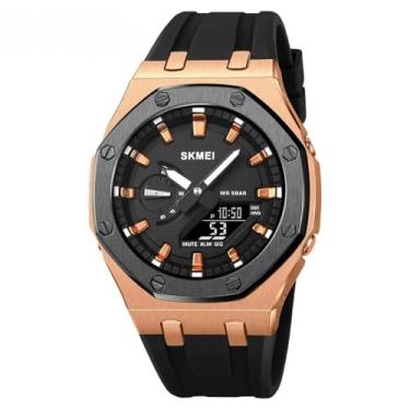Imagem de Relógio Masculino Eletrônico Multifuncional Esportivo Night Glow Relógio Eletrônico (rose gold-black)