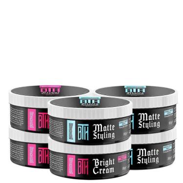Imagem de Kit 03 Pomada Matte Styling + 03 Brilho Bright Cream Bth 80G
