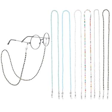 Imagem de GORGECRAFT 6 peças, 6 estilos, corrente de óculos de sol, suporte para óculos de sol, cordão ao redor do pescoço, contas de vidro, correntes, prendedor de colar, alça com laço de borracha para óculos