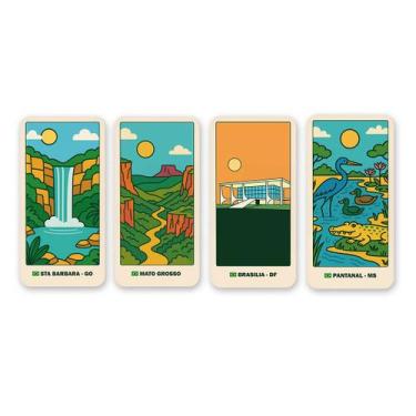 Imagem de 4 Imãs de Metal Turístico Região Cento Oeste Do Brasil 3x6cm - M-Plann